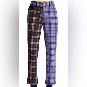 MADDEN GIRL purple Mixed-Plaid Straight-Leg Dad Jeans size 25 new